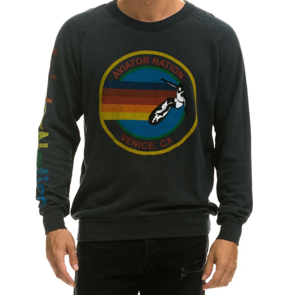 AVIATOR NATION Crew Sweatshirt in Charcoal “VAIL, CO” NWT ~ Size S - Picture 2 of 9